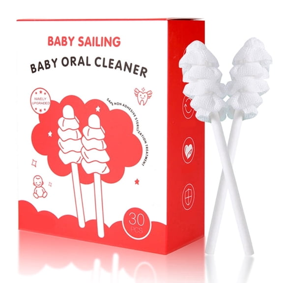 Baby Disposable Oral Cleaning Stick, Soft Tooth Tongue Mouth Gum Clean for Infant, 30 Count, 0-2 Years