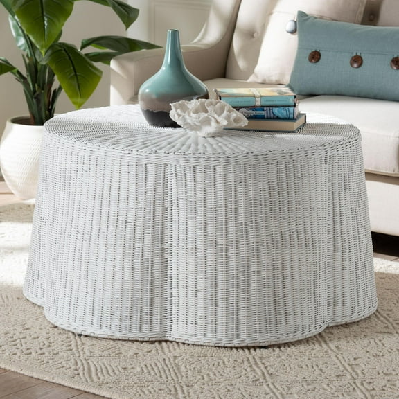 bali & pari Palm Boho Coffee Table, Chalk White