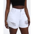 thumbnail image 4 of Gocolloa Womens Plus Size Jean Shorts High Waisted Stretchy Ripped Frayed Folded Hem Denim Shorts White 14W, 4 of 4