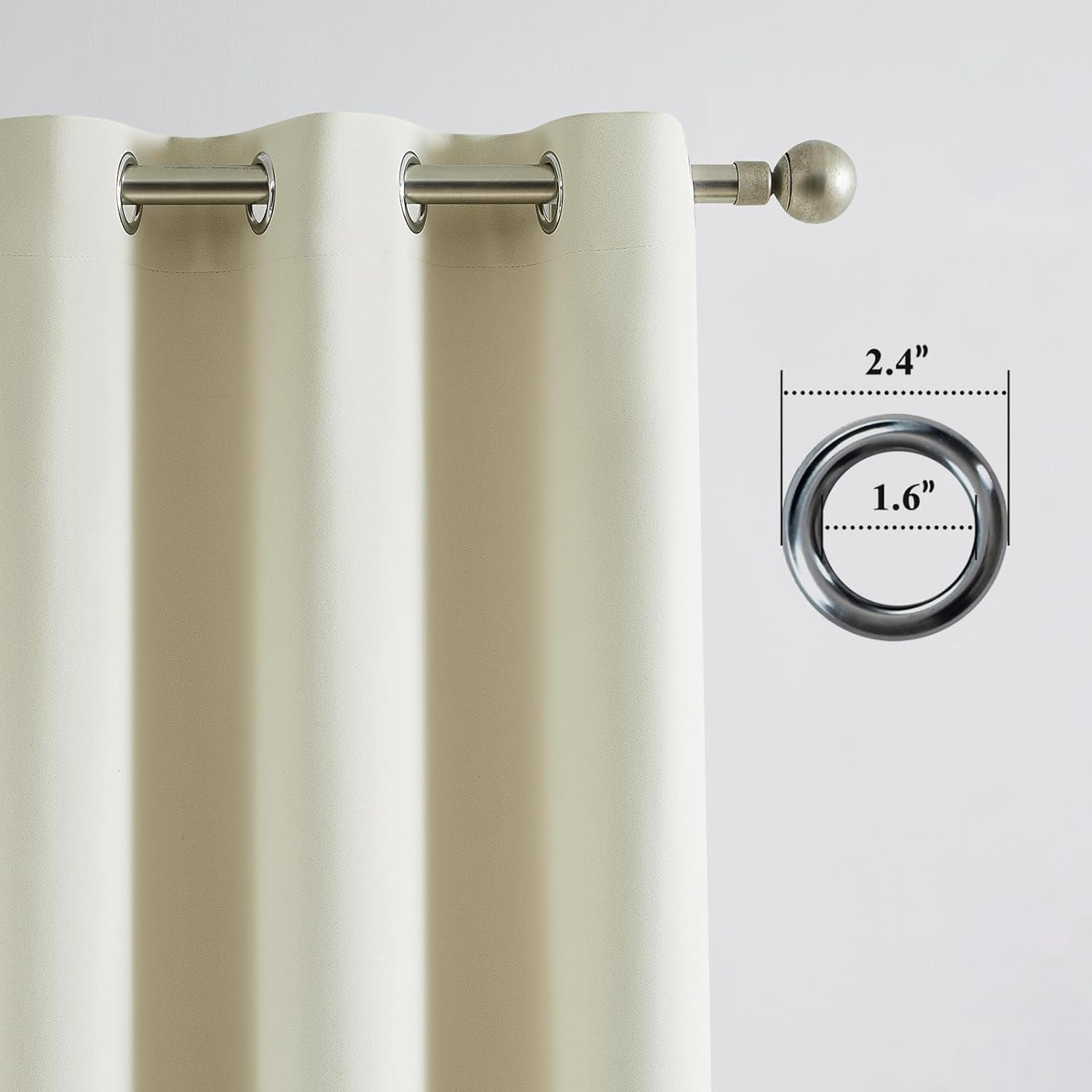 Blackout Curtains for Bedroom Cotton Cream Curtains 96 inch Length 2 Panels Set Grommet Window Curtains for Living Room Thermal Insulated Privacy Blackout Drapes (Beige, 52 x 96 Inch)