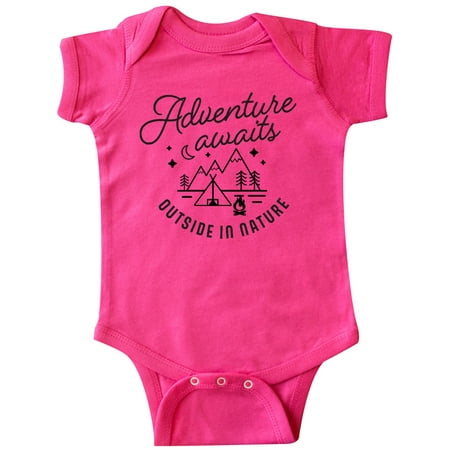 

Inktastic Adventure Awaits Outside in Nature with Tent and Mountains Gift Baby Boy or Baby Girl Bodysuit