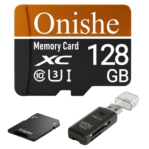 Onishe 128GB Flash Memory Card Card Class 10 Micro SD U3 4K Expansion TF Card High Speed for Camera/Gopro/Phone/Car Dashcam/Monitor/Drone/Computer/Tablet/PC