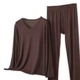 thumbnail image 5 of ylioge M-5X Plus Size 2 Piece Modal-Pajamas for Women Sets Casual Solid Color Long Sleeve Tops and Pants Comfortable Loungewear Homewear Pajama Set, 5 of 5