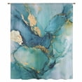 thumbnail image 2 of Turquoise Marble Sheer Curtains 45 Inches Long, Abstract Minimalist Art Ombre Blue Light Filering Curtains, Breathable Simi Curtain Privacy Drapes for Kitchen Bathroom Small Window Treatment, 2 of 9