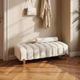 thumbnail image 4 of Wiilayok 52" Upholstered Velvet Ottoman Bench,End of Bed Bench with Gold Legs,Tufted Long Bench for Bedroom Living Room Foyer Indoor Entryway, Beige, 4 of 11