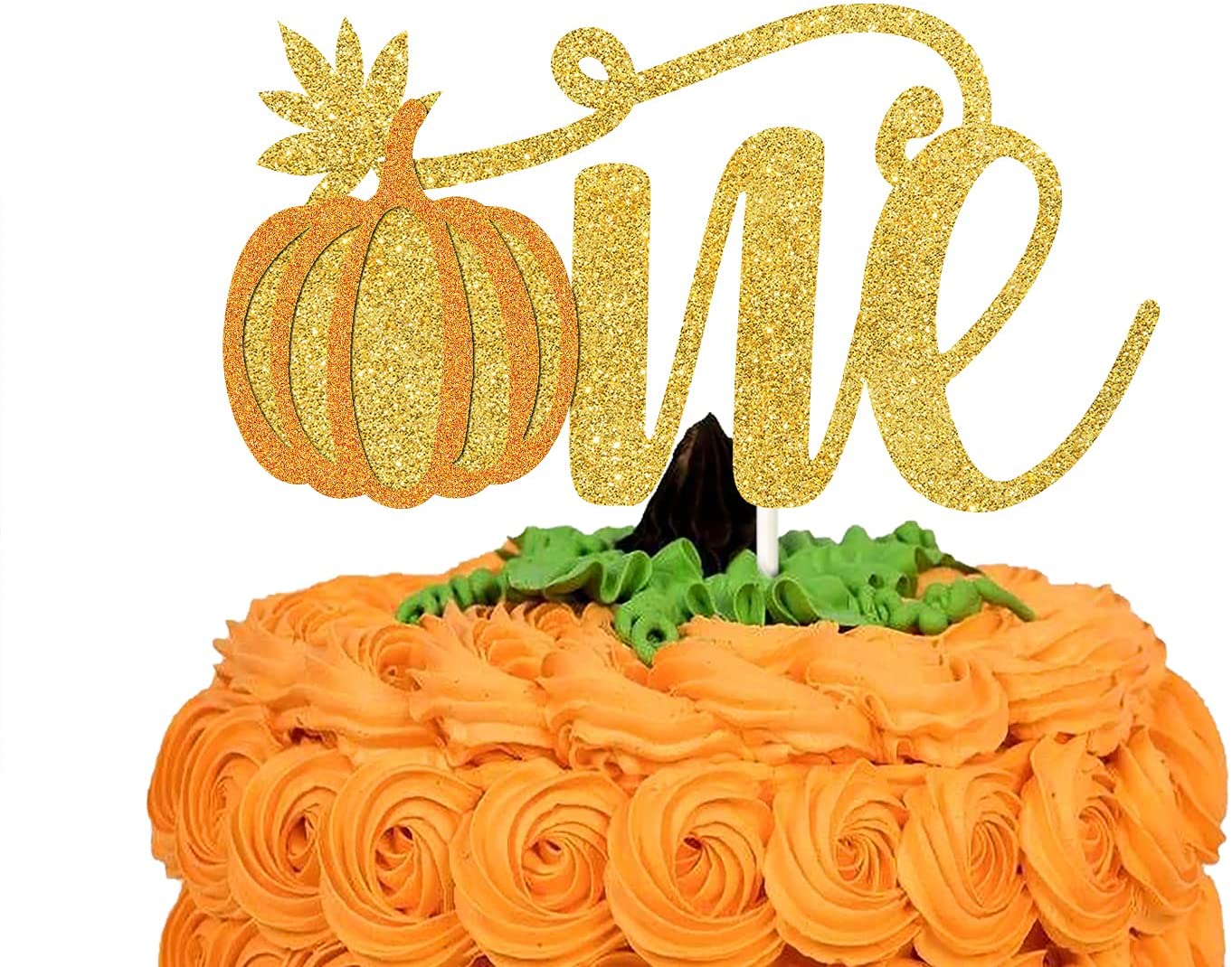 Kürbis Glitzer Cake Topper 'A Little Pumpkin Is On The Way' – 1. Geburtstag Dekoration Aus 400g Karton