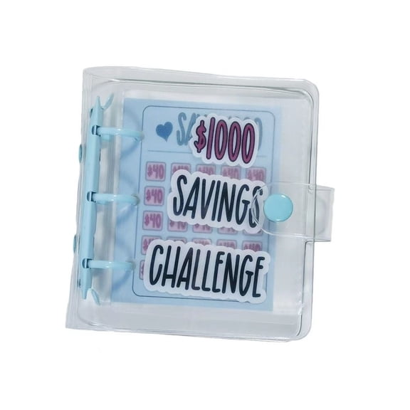 Vruelia 1000 Savings Challenge Binder with Envelopes, Blue