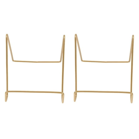 Gold Plate Easel Display Stand for Picture Frames Decorative Plates Cookbooks 2pcs Light Yellow Iron
