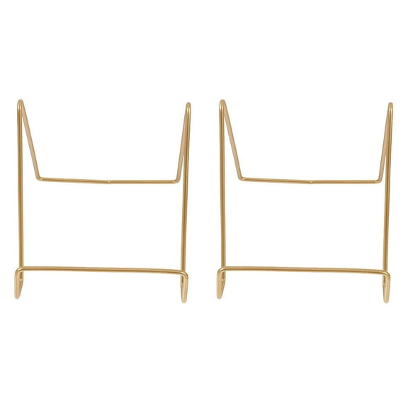 Gold Plate Easel Display Stand for Picture Frames Decorative Plates Cookbooks 2pcs Light Yellow Iron