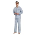 thumbnail image 2 of Amaxer Men's Cotton Notch Collar Pajama Set, Long Sleeve & Long Pants, Lightweight Breathable Loungewear, S-3XL, 2 of 6