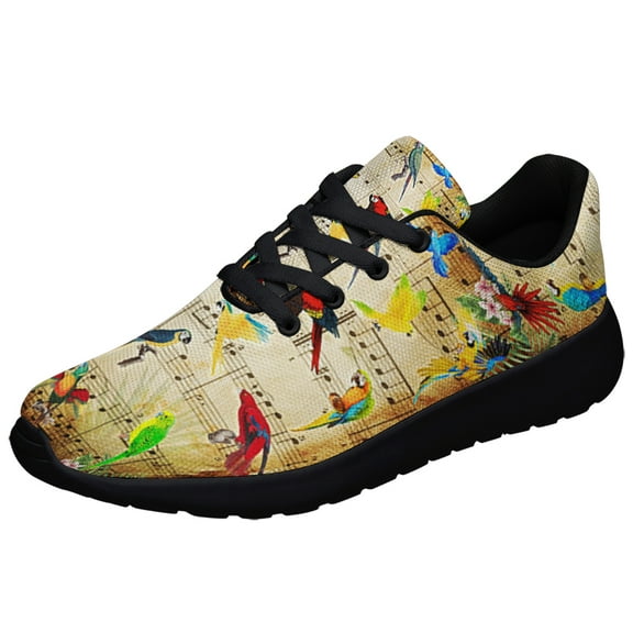 Parrots Tropical Stave Shoes Sneakers for Women Men Black Size 3.5