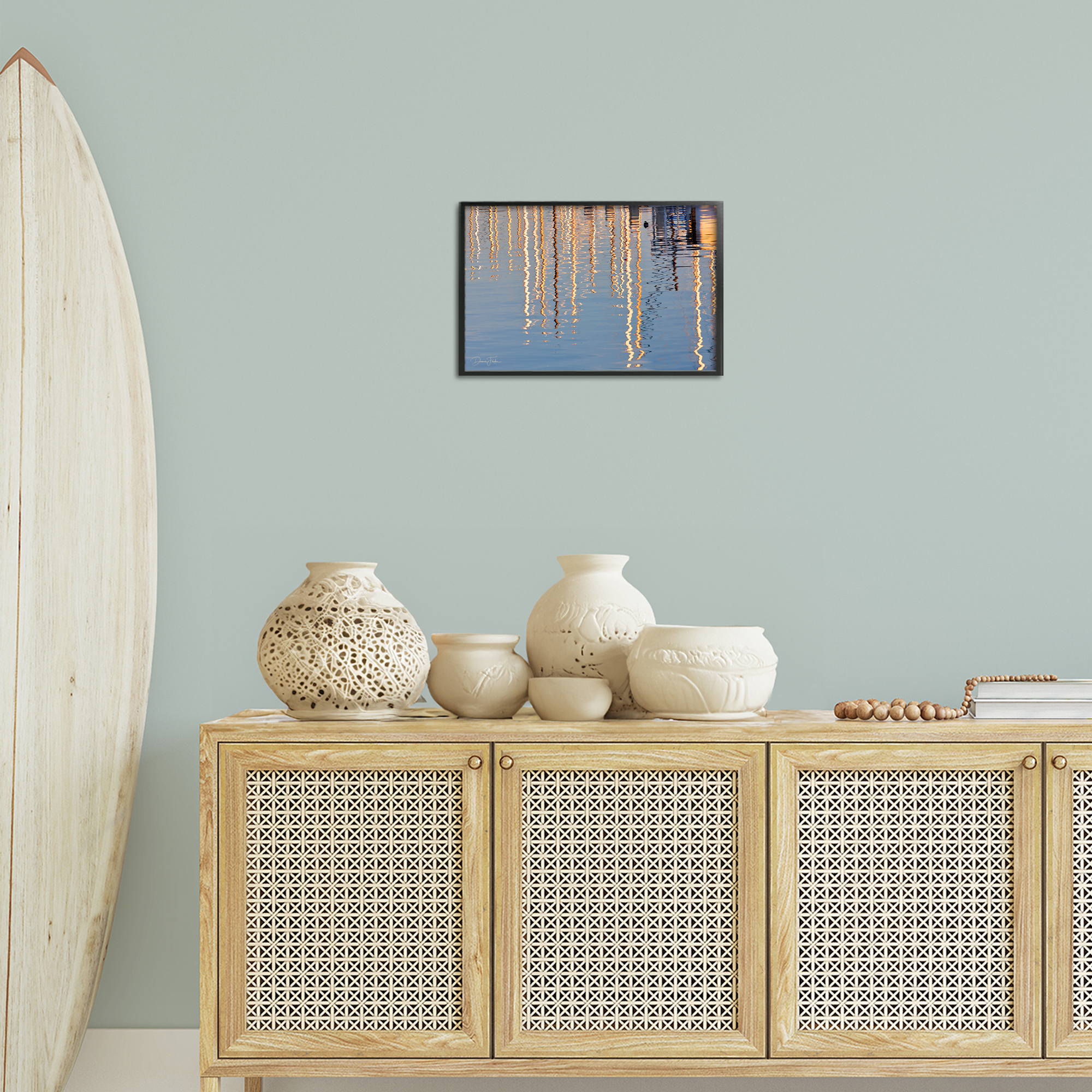 Stupell Industries Beach Post Reflections Coastal Photography Black Framed Art Print Wall Art, 18 x 12