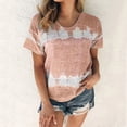 thumbnail image 2 of Lisingtool Clearance Shirts for Women Summer Shirts for Women Womens Plus Size Daily Summer Spring Summer Casual Round Neck Short Sleeve Tie Dye Print Patchwork Crew Neck T S S-5XL Clearance sale, 2 of 7