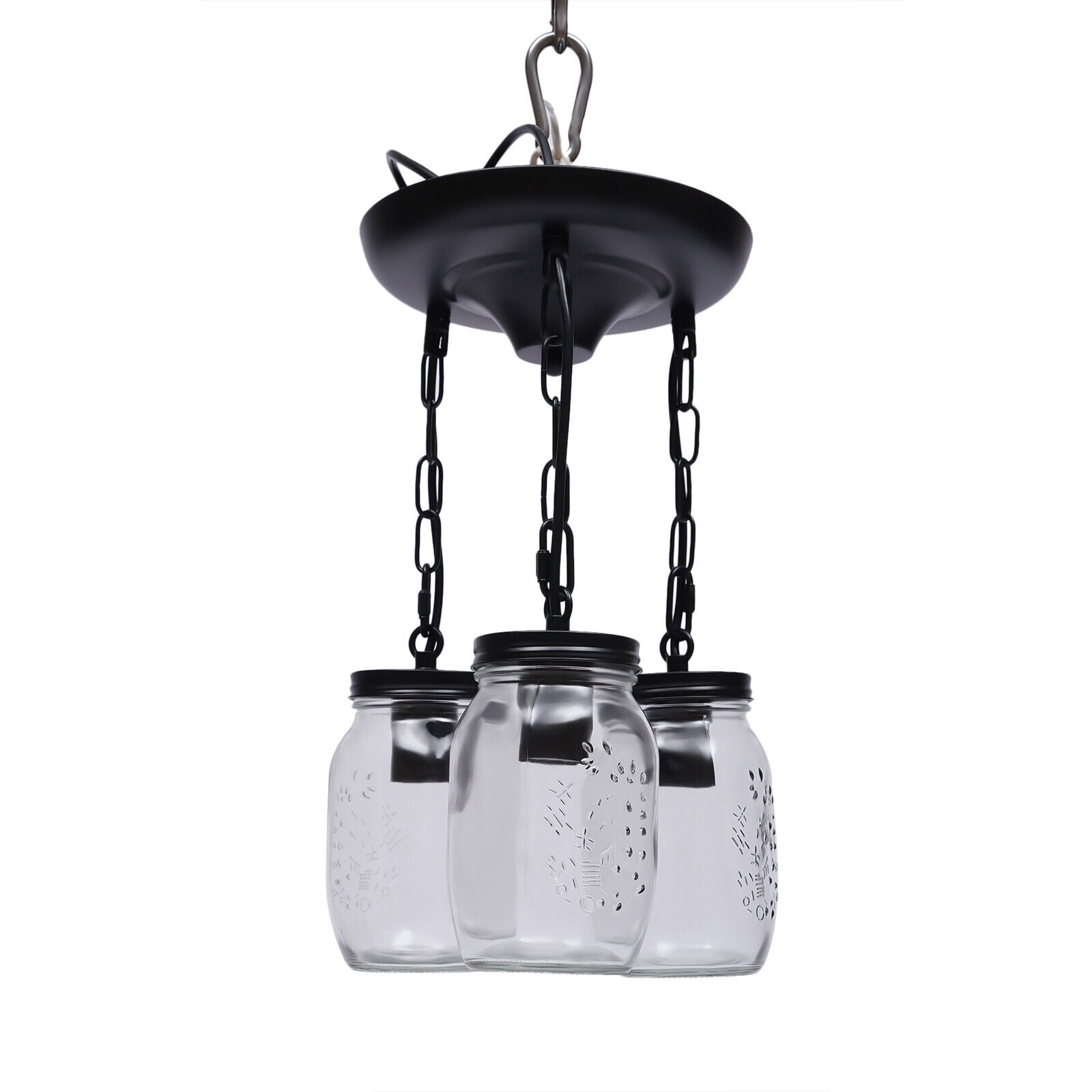 Mason Jar Kitchen Island Light, 3 Heads Pendant Light Fixture, Ceiling Chandelier for Liiving Room