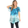 thumbnail image 5 of Sakkas Petra Women's Casual Loose Flared Corset Short Sleeve Lace Blouse Top Tunic - 2202-Turq - One Size, 5 of 5