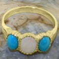thumbnail image 5 of LBG British Made 10k Yellow Gold Opal & Turquoise ring Womens Anniversary Ring - 33 size options - Size 11.75, 5 of 7