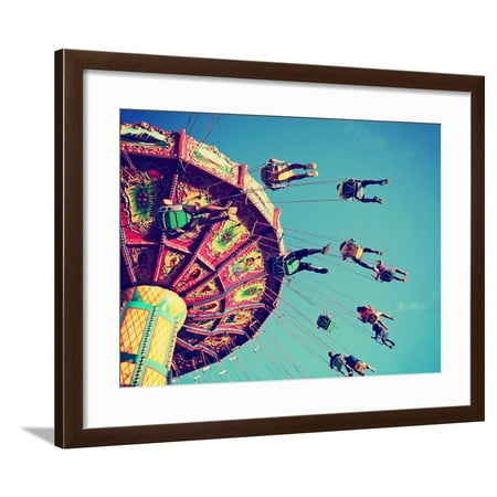 A Swinging Fair Ride at Dusk Toned with a Retro Vintage Instagram Filter App or Action Framed Print Wall Art By Annette (Best App For Swinging)