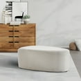 thumbnail image 5 of DREAMSIDEA Large Stuffed Pouf Ottoman, Linen Poufs Foot Stool with Foam Chunk Filling, 44 X 32 Floor Poufs Footrest for Living Room, Light Sand\Brown, 5 of 5