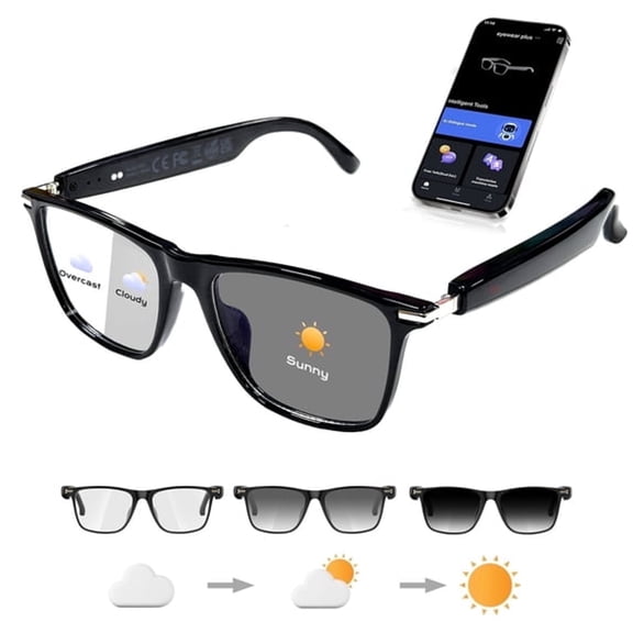 HBMYN Ai Smart Glasses for Men Women,Ai Assistant,164 Languages Support,5.3,Music Playback,Hands-Free Calling,Ip67 Waterproof,Physical Photochromic Lenses