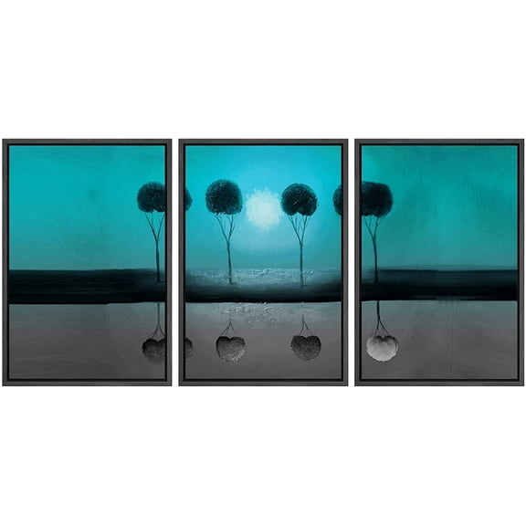 wall26 Framed Canvas Wall Art Abstract Cloud Tree Pictures Home Wall Decorations for Bedroom Living Room Oil Paintings Canvas Prints Framed - 16"x24"x3 Black