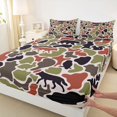 thumbnail image 4 of Castle Fairy Rustic Camo Forest Animal Bed Sheets 4-Piece,Bear Wolf Squirrel Owl Wildlife Full Size Sheets,Beige Green Red,1 Fitted Sheet, 1 Flat Sheet and 2 Pillowcases, 4 of 6