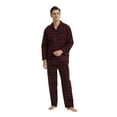 thumbnail image 4 of Apparonia Mens Pajamas Set Cotton Notched Collar Pajamas for Men Long Sleeve Mens Sleepwear with Pockets & Front Fly Burgundy Plaid S, 4 of 6