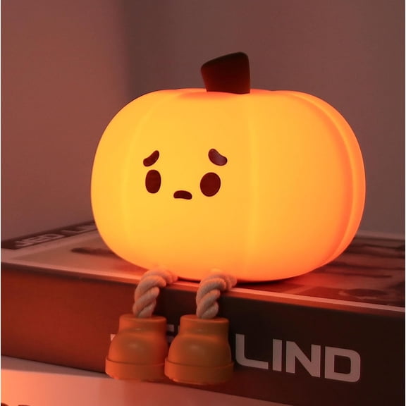 Cute Pumpkin Lamp,Halloween Decor Night Light Silicone LED Lamp Rechargeable Bedside Touch Lamp,Nursery Pumpkin nightligh