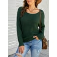 thumbnail image 6 of SHEWIN Women's Pullover Sweater Solid Color Long Sleeve Knitted Jumpers Crewneck Pullovers Tops Petite, 6 of 8