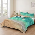 thumbnail image 2 of Twin Quilt Set 68''x86'', Teal Ombre Coastal Lightweight Summer Bedspread Coverlet Set with 2 Pillow Shams, Summer Nautical Beach Ocean Seaside Breathable All Season Quilt Bedding for Dorm/Bedroom, 2 of 9
