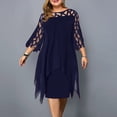 thumbnail image 2 of Black and Friday Deals 2023 Cotonie Women's Solid Color Stage Dresses Patchwork Mesh Long Sleeve Round Neck Skirts 2023 Trendy Casual,Blue,XL, 2 of 6