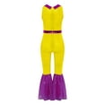thumbnail image 4 of Haitryli Kids Girls Sequin Metallic Bell Bottom Jumpsuit Flare Pants Romper Sleeveless Disco Party Dance One Piece Gold 8, 4 of 5
