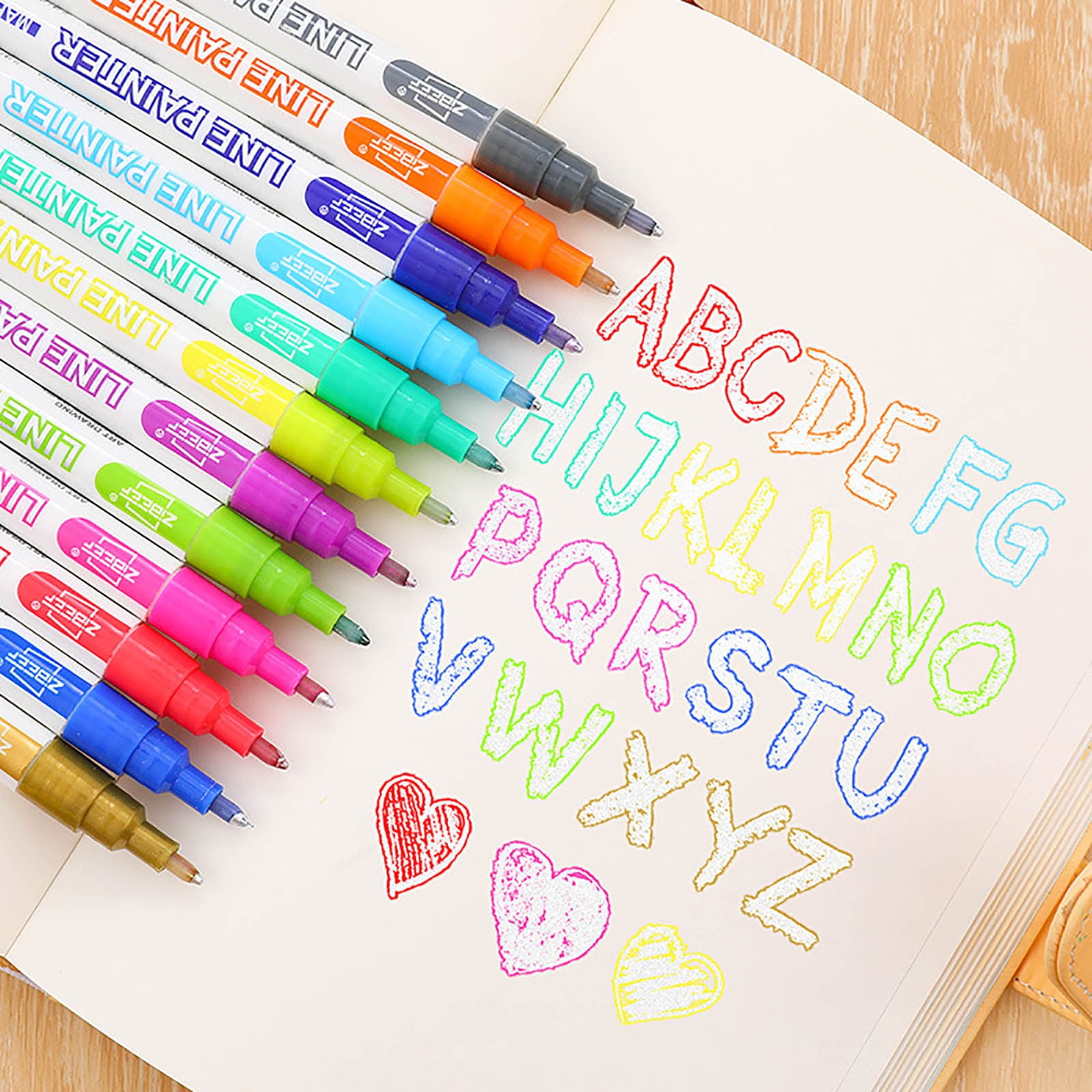 12Pcs Double Line Outline Markers â Outline Pen & Outline Marker, Gel Markers,  Glitter Gel Pens for Professional Looking Valentine's Day DIY Crafts