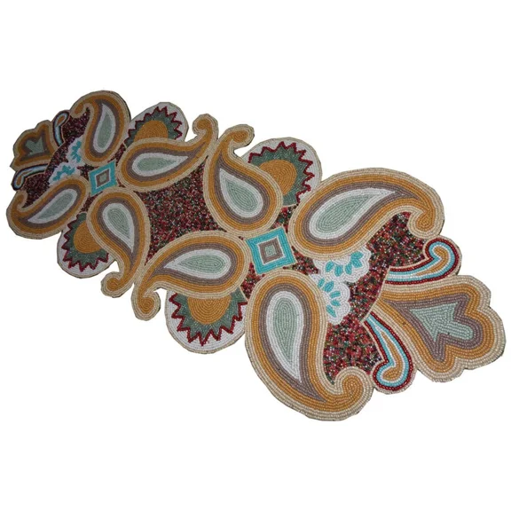 ugana Craft Christmas Dining Table Runner – 36" Elegant Hand-Beaded Glass Bead Designer Centerpiece