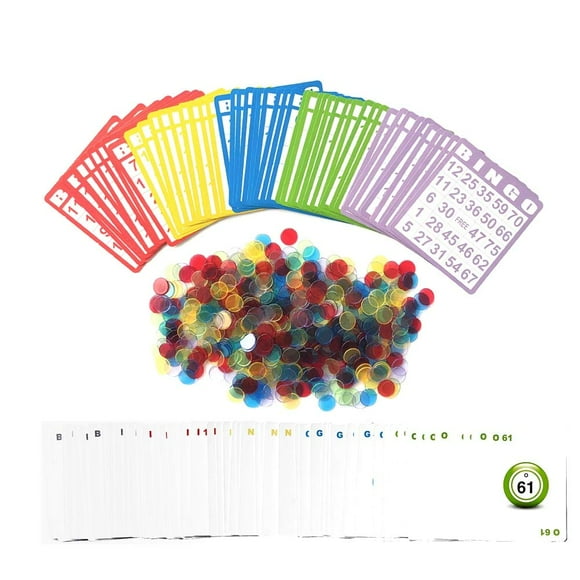 Juego de cartas de bingo Yuanhe Bingo con 50 tarjetas y 500 fichas