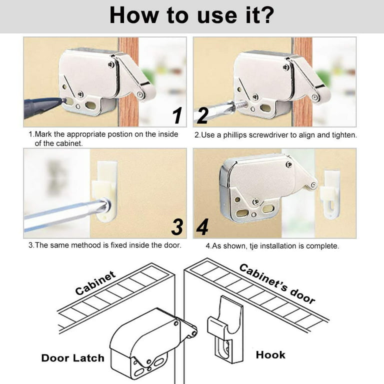 Heldig Push to Open Door Latch 4 Pack Magnetic Push Latches Heavy Duty for  Cabinets Touch Latches Kitchen Door Push Release Latch for Drawer Closure  Push Catch 
