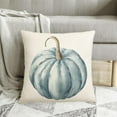 thumbnail image 6 of Fall Autumn Pumpkin Throw Pillow Covers 16x16 Set of 2 Outdoor Teal Blue Watercolor Pumpkins Pillows Cover Thanksgiving Farmhouse Linen Decorative Cushion Case for Couch Bed Decor, 6 of 6