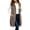Coffee, variant on Turilly Women's Mid-Length Hooded Sleeveless Waistcoat Full Zip Casual Vest with Pockets Longline Outerwear Jacket for Fall Daily Outings