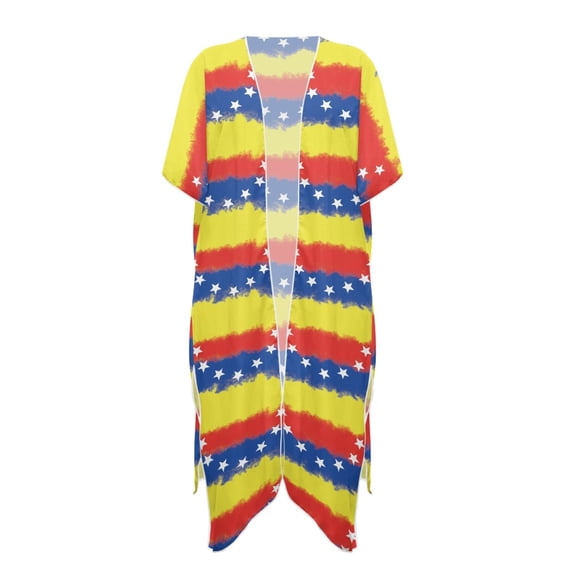 HELLHERO High Quality Fabrics Long Kimono Swimsuit Cover Up for Beach Quick Dry Free Size Bathing Suit Cover Up Venezuela Flag Print