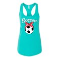 thumbnail image 2 of Wild Bobby, Cute Soccer Mom Ribbon Soccer Ball Gift Sports, Mother's Day, Women Racerback Tank Top, Tahiti Blue, Large, 2 of 3