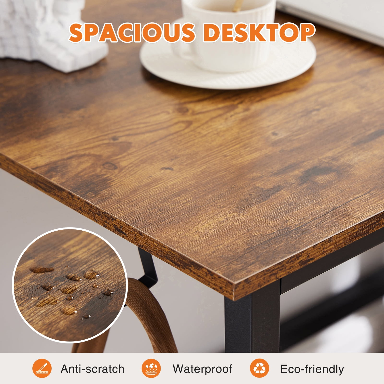 CONCETTA 40 inch Computer Desk Ideal for Small Spaces for Adult, Rustic Brown
