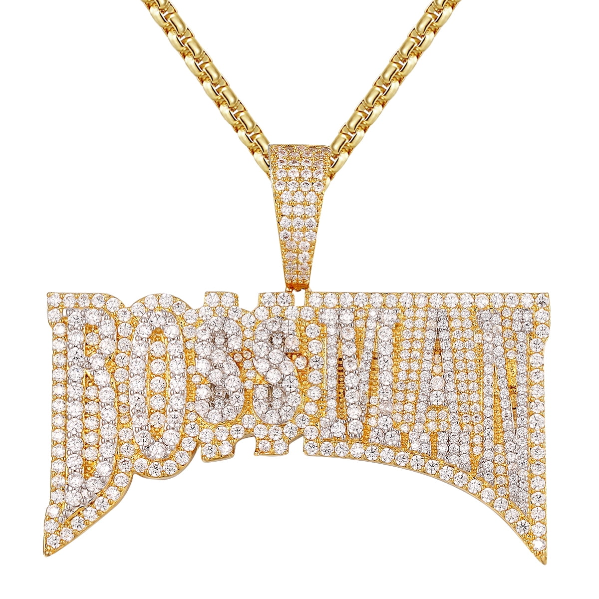 Mens Bossman Rich Double Layer Gold Tone Icy Hip Hop Pendant Chain, Men's, Size: One size, Grey Type