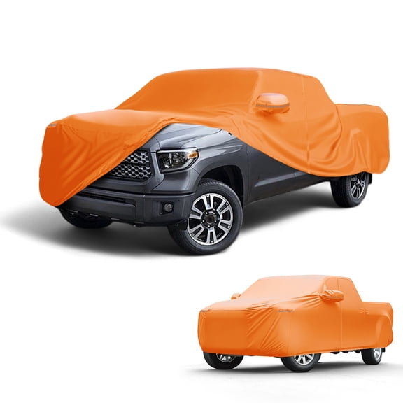 Unique Bargains Car Cover Waterproof All Weather Automotive Outdoor Anti-UV Sun Rain Protection Full Exterior Cover for Hyundai Santa Cruz 210D-PU Orange with Reflective Strips