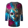 thumbnail image 5 of YOIAVAIOY Womens Lightweight Mardi Gras Shirts3/4 Sleeve Tee Shirt Crew Neck Holiday T Shirts Carnival Party Tops Multicolor XXL, 5 of 5