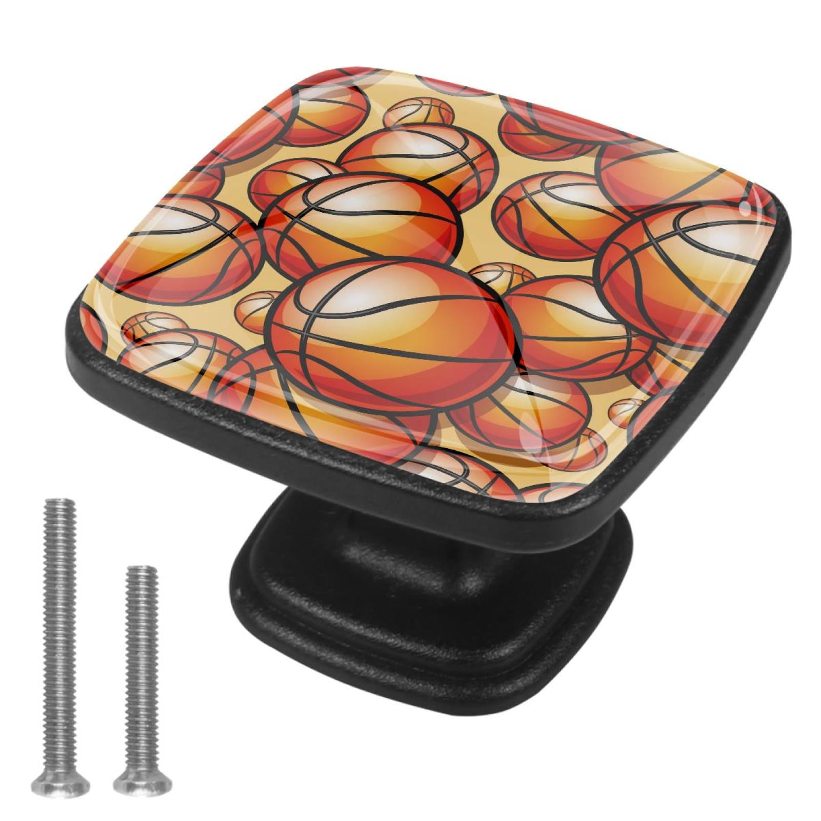 4 Pcs Cabinet Handle Drawer Pulls Basketball Orange Knobs with Screws ...