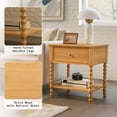 thumbnail image 4 of Merluxy Solid Wood Nightstand with Turned Legs, Vintage Wide Bedside Table with Drawer, Wooden End Table for Bedroom/Living Room, Natural, 4 of 9