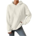 thumbnail image 2 of Women's Hoodies Long Sleeve Casual Solid Drawstring Hoodie Sweatshirts For Women Pullover, Jacquard Design Fall Winter Fashion with Soft Fabric for Cozy Wear,Beige,L, 2 of 8