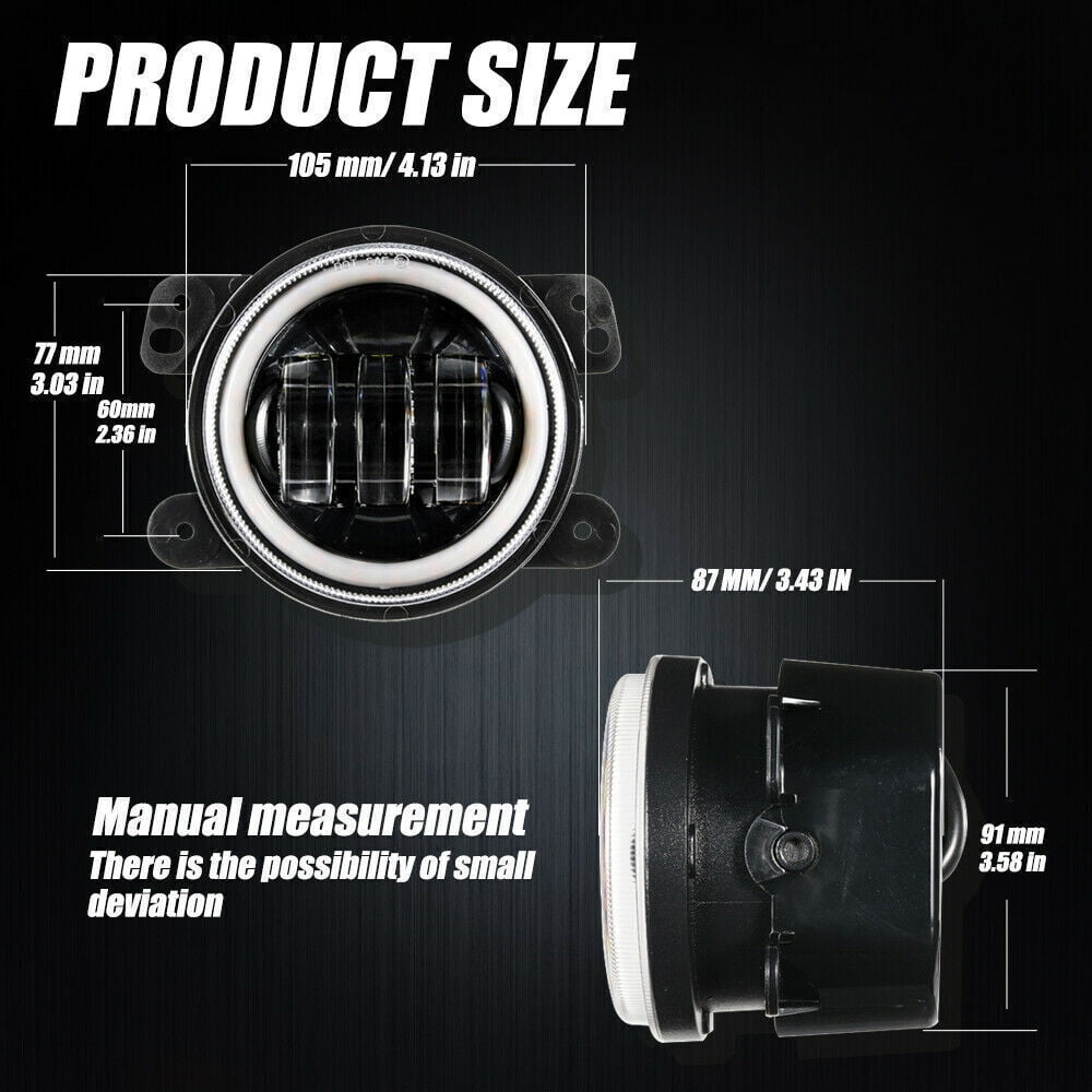 Bumper 4" Led Drivning Fog Lights for Jeep Wrangler JL JT JK Rubicon 2007-2023