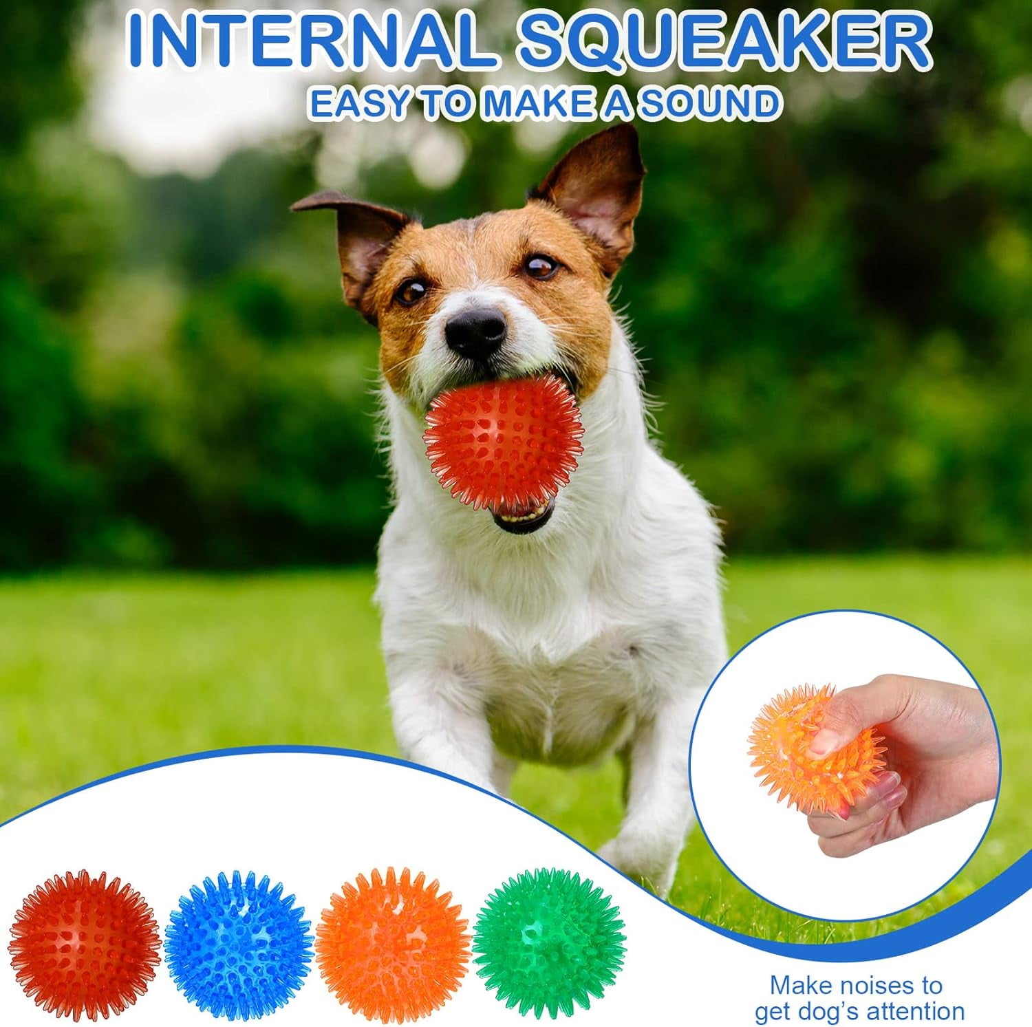 36 Pcs Squeaky Balls for Dogs Squeaky Dog Toys Bulk 2.5 Inch Spiky Pet Chew Balls Interactive Fetch Toys for Puppy Cleans Teeth and Training
