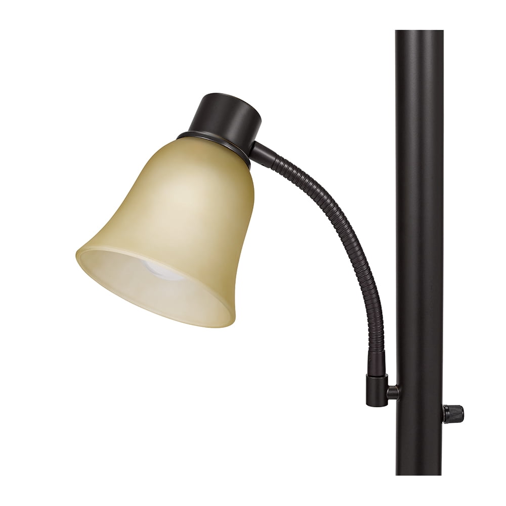 Catalina Lighting Kerrington 71'' Floor Lamp with Amber Glass Bell Shade Transitional Floor Light Fixture for Living Room, Bedroom or Office, Oil Rubbed Bronze