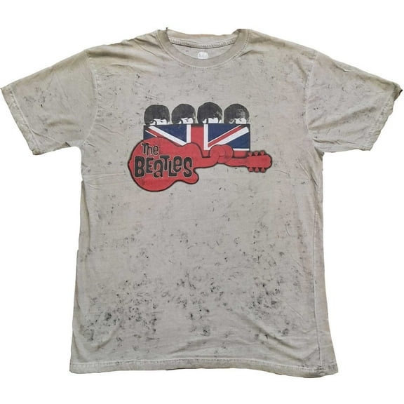 The Beatles Unisex T-Shirt Guitar & Flag (Wash Collection) (Small)
